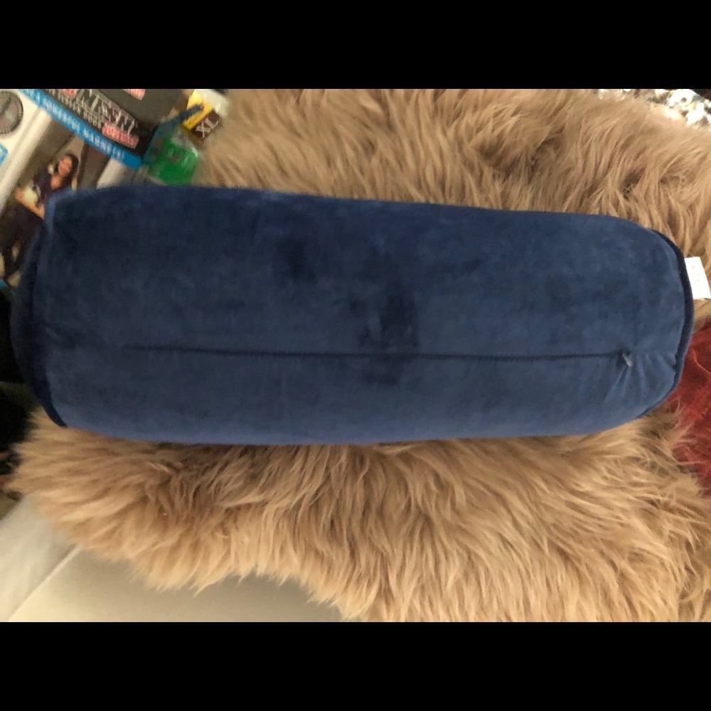 Calvin Klein blue velvet bolster pillow brand new!